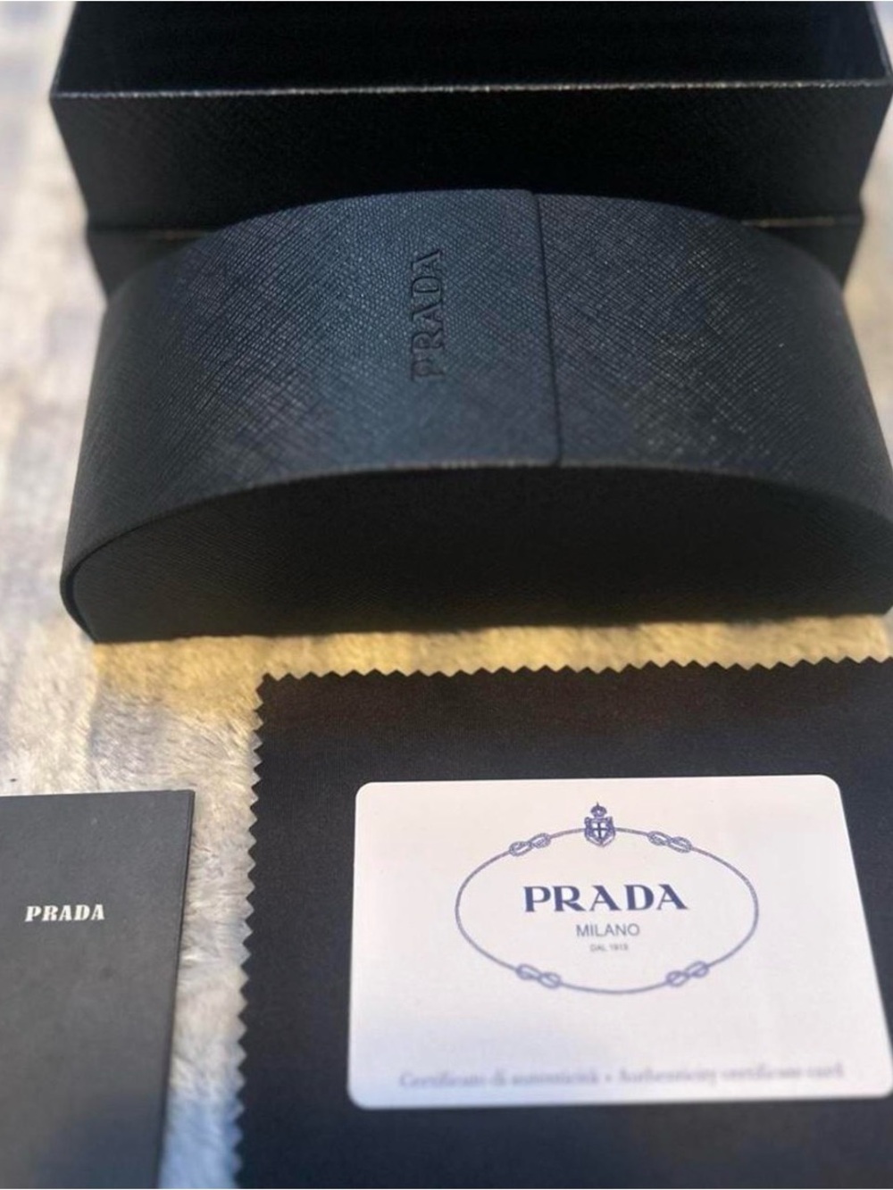 Prada Women’s Black Rectangular Sunglasses with Logo Accent - Picture 5 of 5